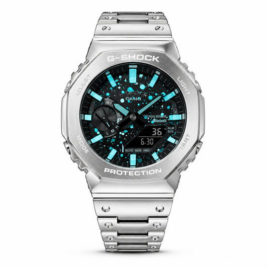 Silver Galaxy Dial Digital Analog Watch