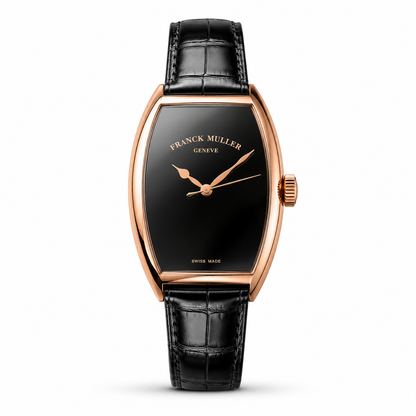 Rose Gold Black Leather Luxury Watch