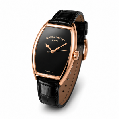Rose Gold Black Leather Luxury Watch