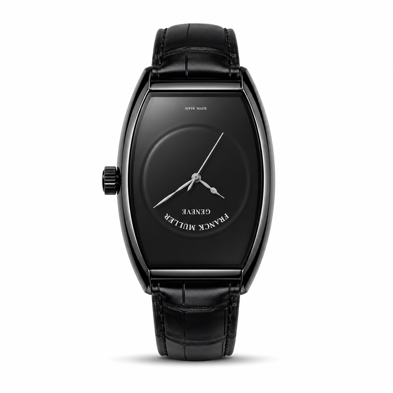 All Black Minimalist Leather Luxury Watch