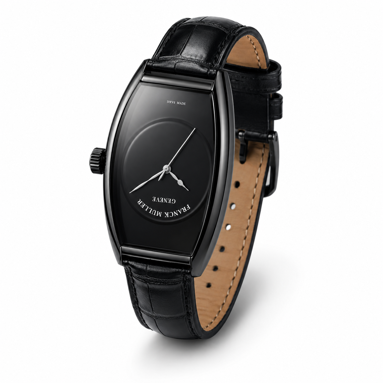 All Black Minimalist Leather Luxury Watch