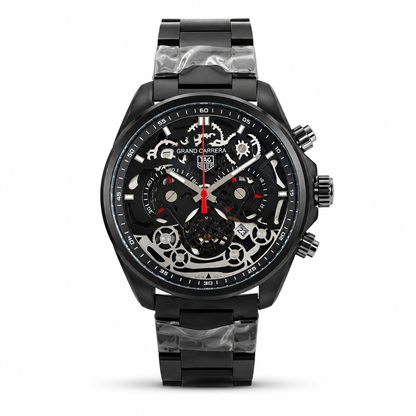 Black Skeleton Dial Luxury Chronograph Watch