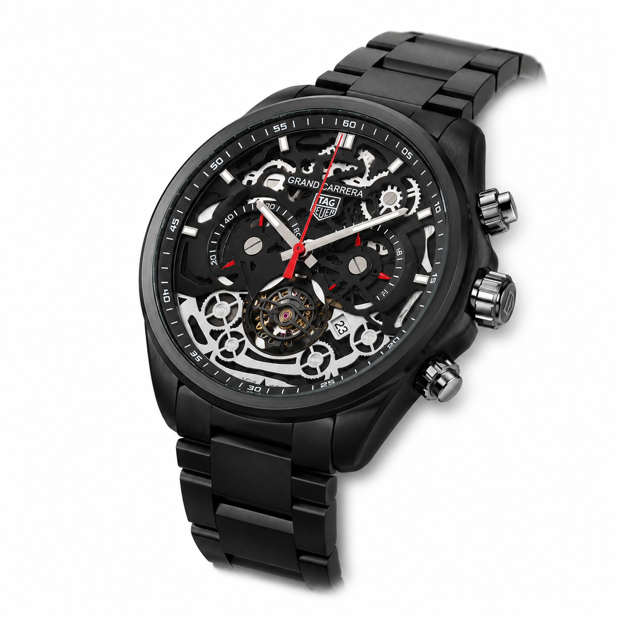 Black Skeleton Dial Luxury Chronograph Watch