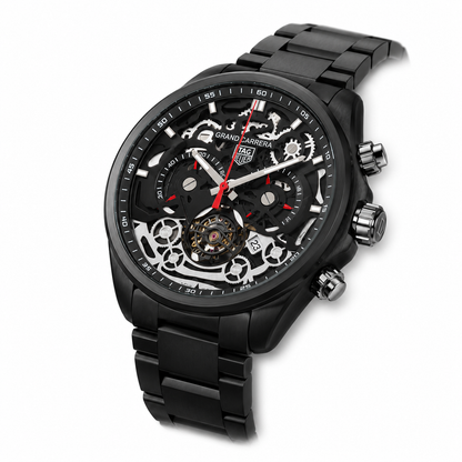 Black Skeleton Dial Luxury Chronograph Watch