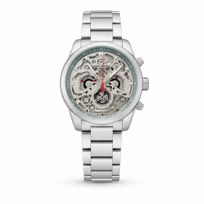 Silver Skeleton Dial Stainless Steel Chronograph Watch