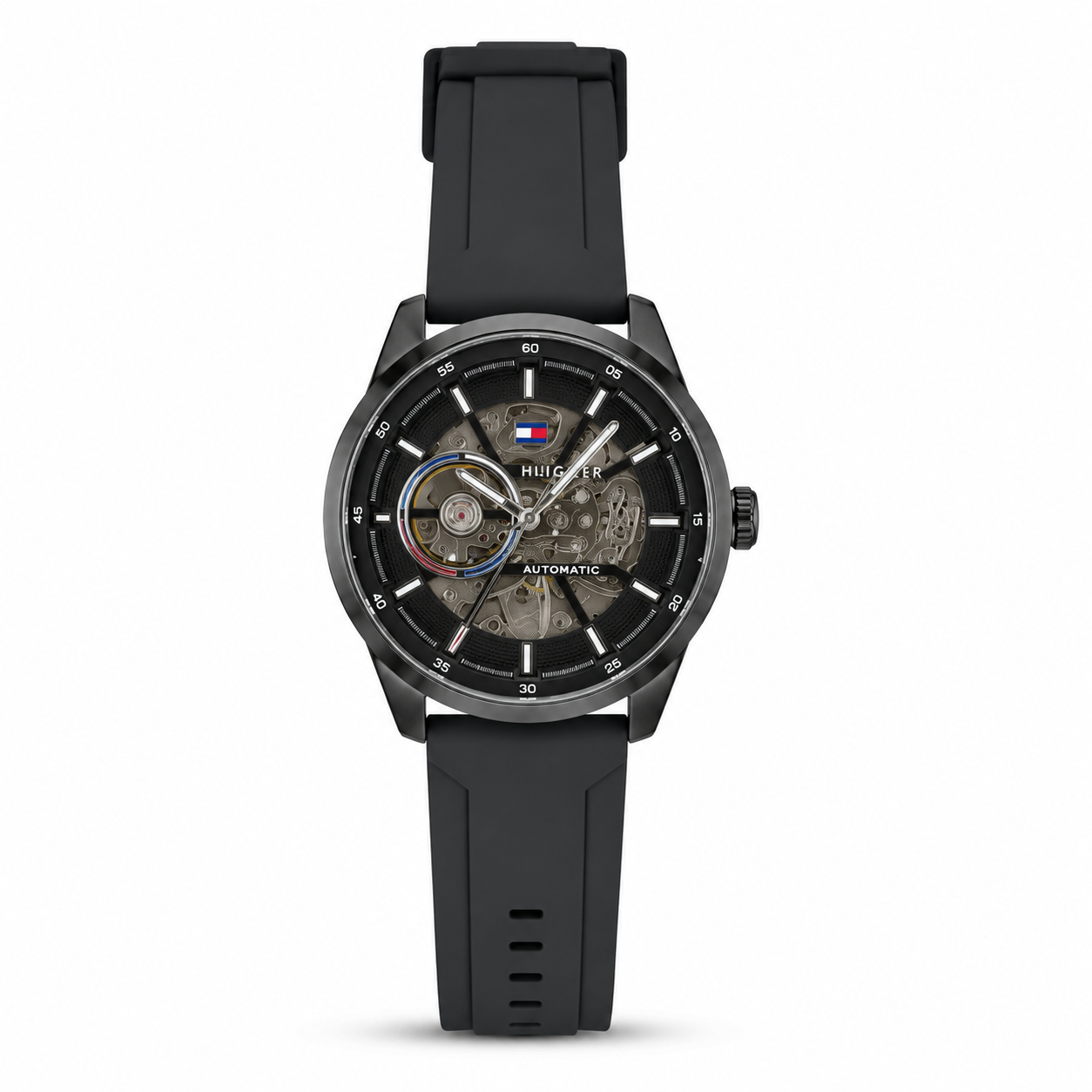 Black Skeleton Automatic Sports Watch