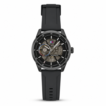Black Skeleton Automatic Sports Watch