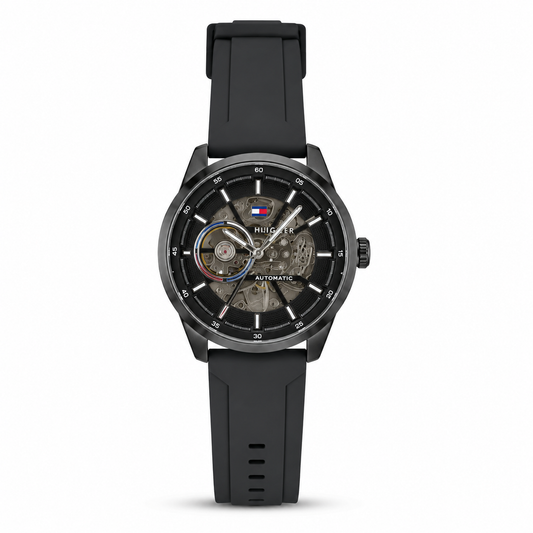 Black Skeleton Automatic Sports Watch