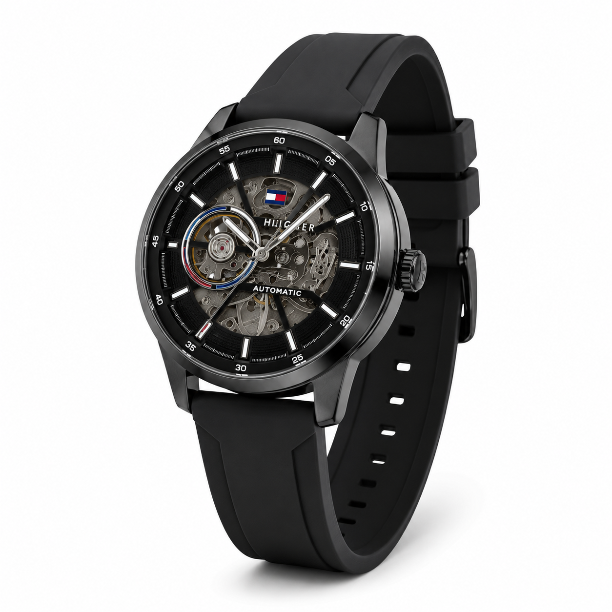 Black Skeleton Automatic Sports Watch