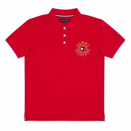 Classic Red Cotton Slim Fit Polo T-Shirt