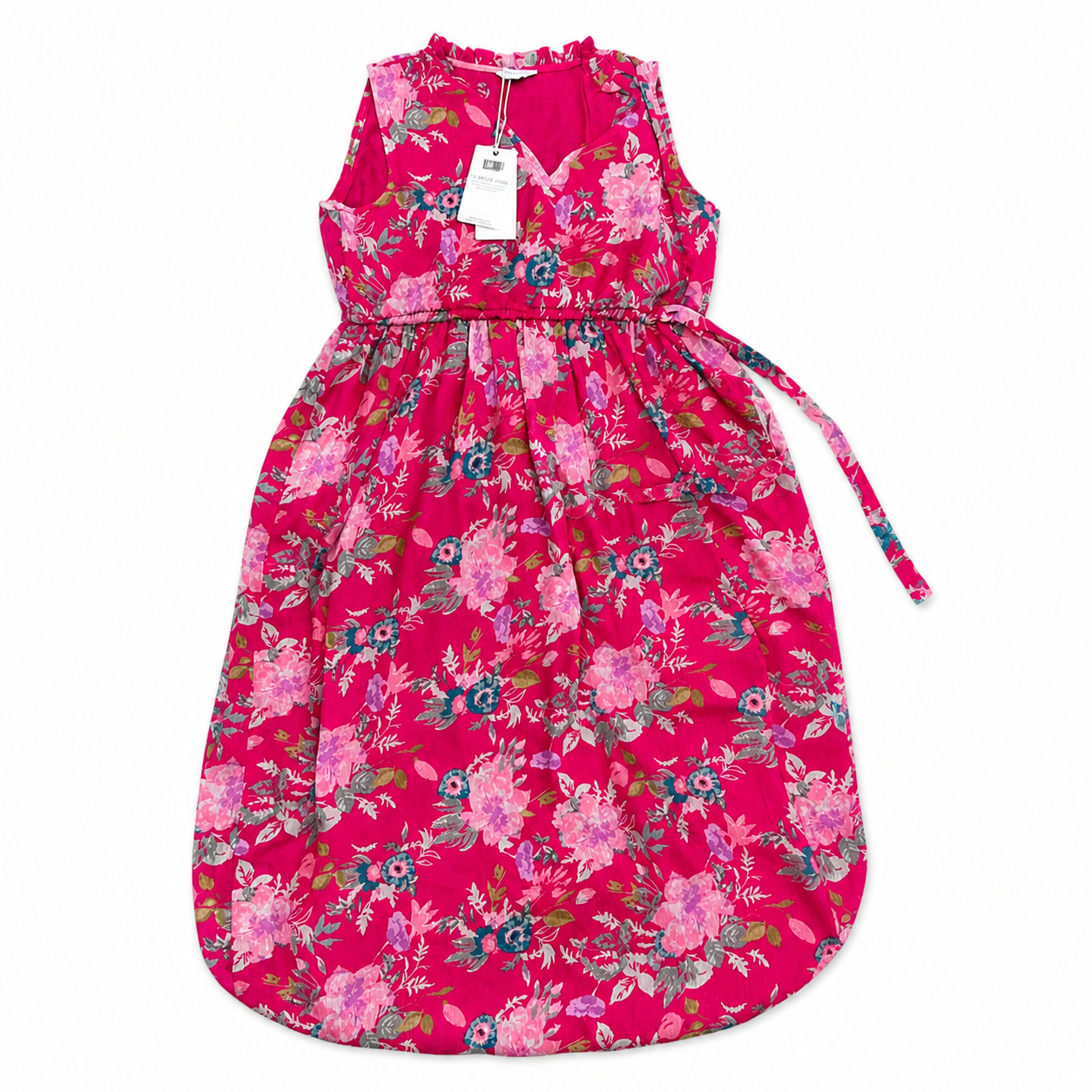 Pink Floral Sleeveless Fit and Flare Dress