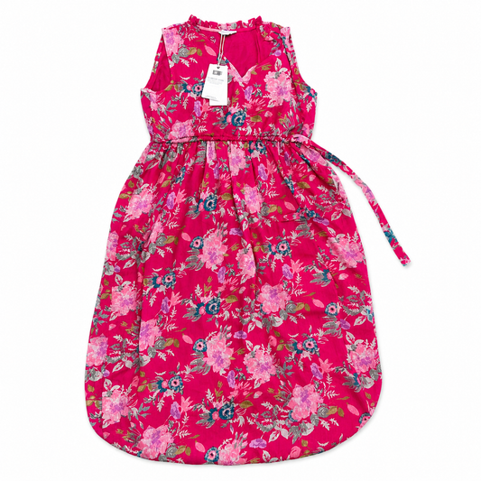 Pink Floral Sleeveless Fit and Flare Dress