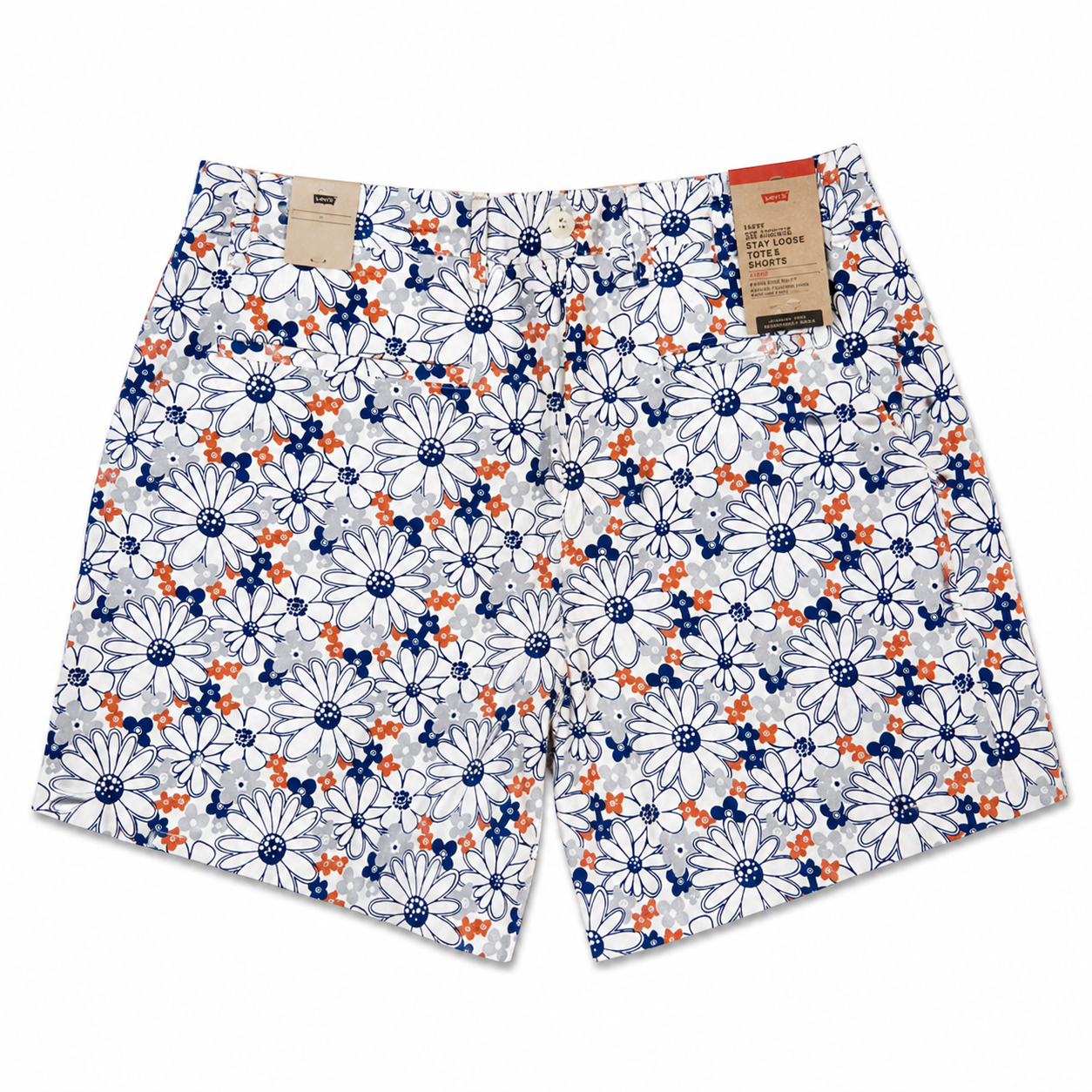 White Floral Printed Relaxed Fit Casual Shorts