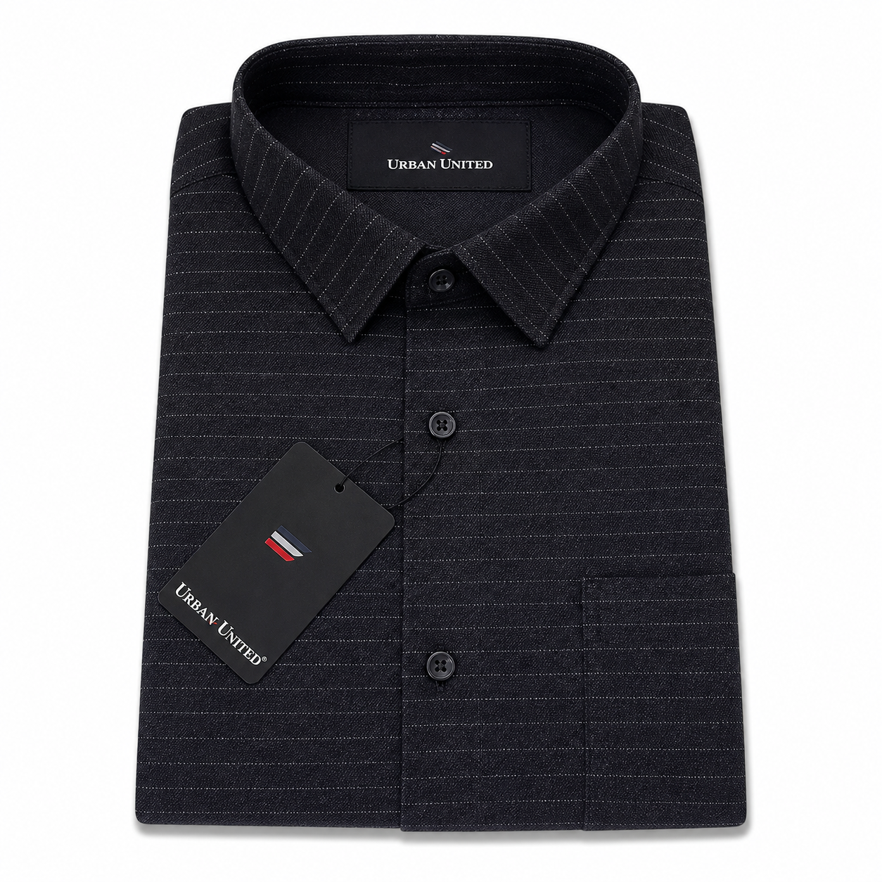 Black Striped Premium Cotton Formal Shirt