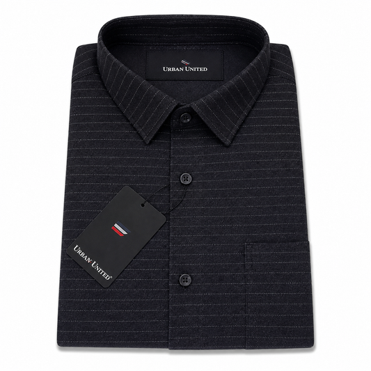 Black Striped Premium Cotton Formal Shirt