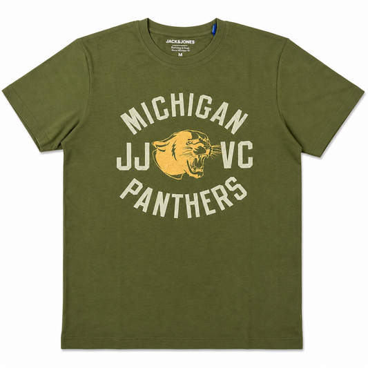 Men’s Olive Graphic Printed Casual T-Shirt