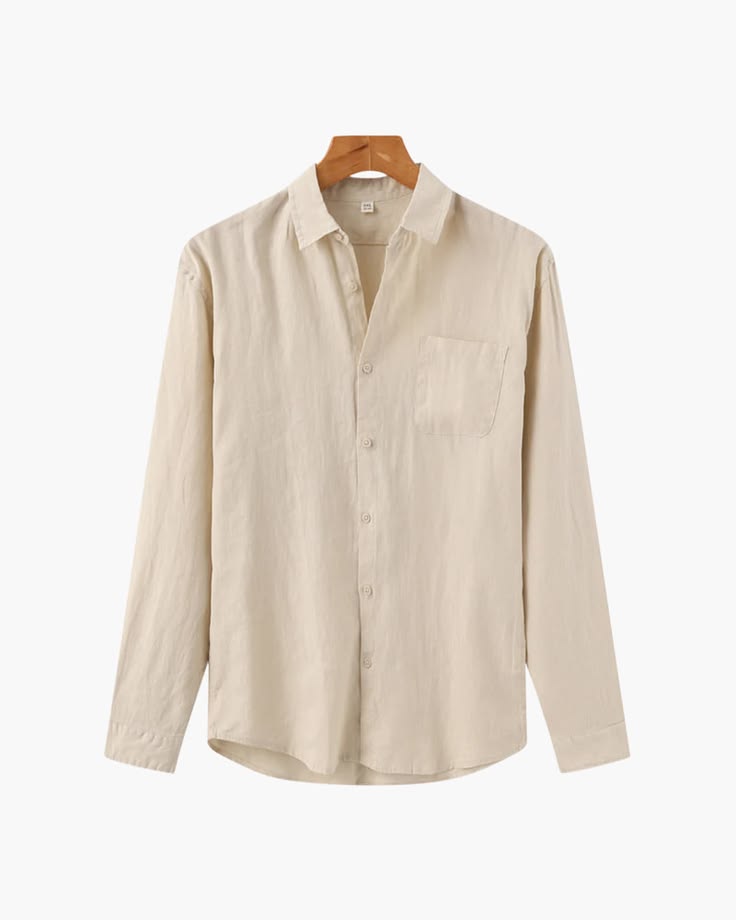 Men’s Beige Casual Linen Comfort Shirt