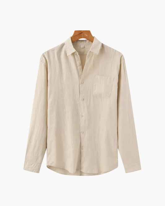 Men’s Beige Casual Linen Comfort Shirt