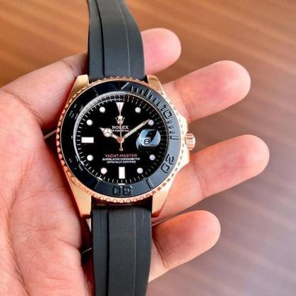 Rose Gold Black Sports Luxury Watch