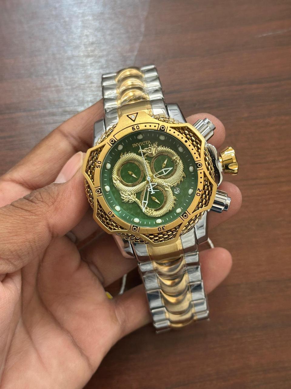 Luxury Dual Tone Dragon Dial Watch