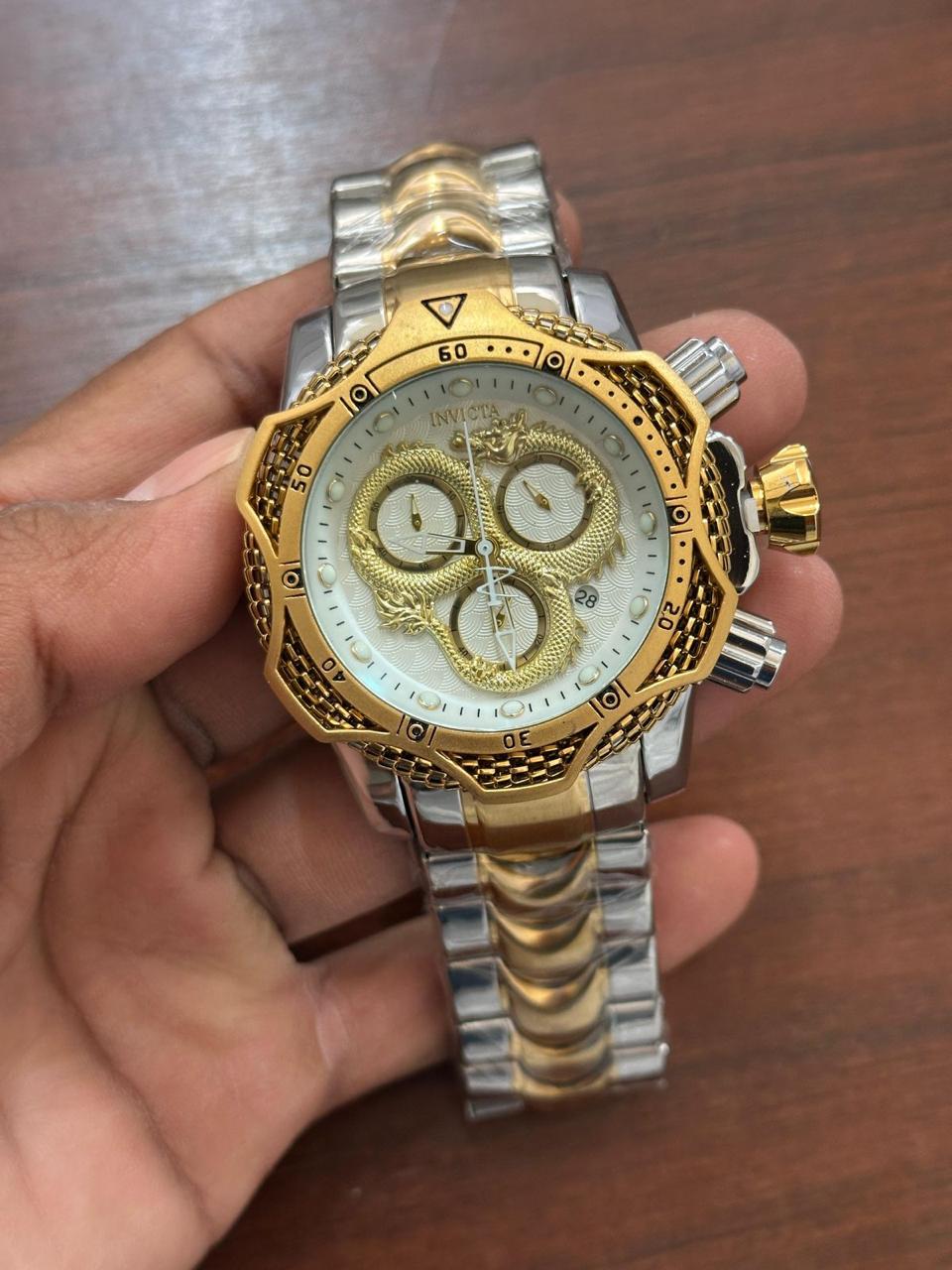 Luxury Dual Tone Dragon Dial Watch