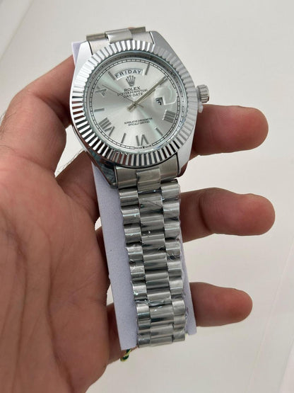 Silver Classic Day Date Luxury Watch