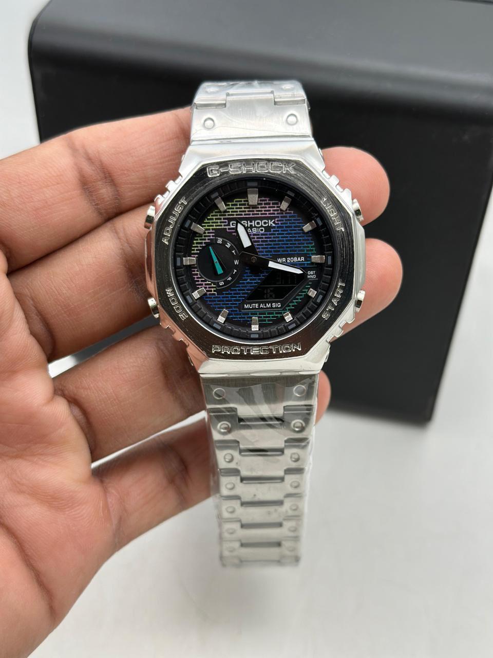 Silver Multicolor Dial Digital Analog Watch