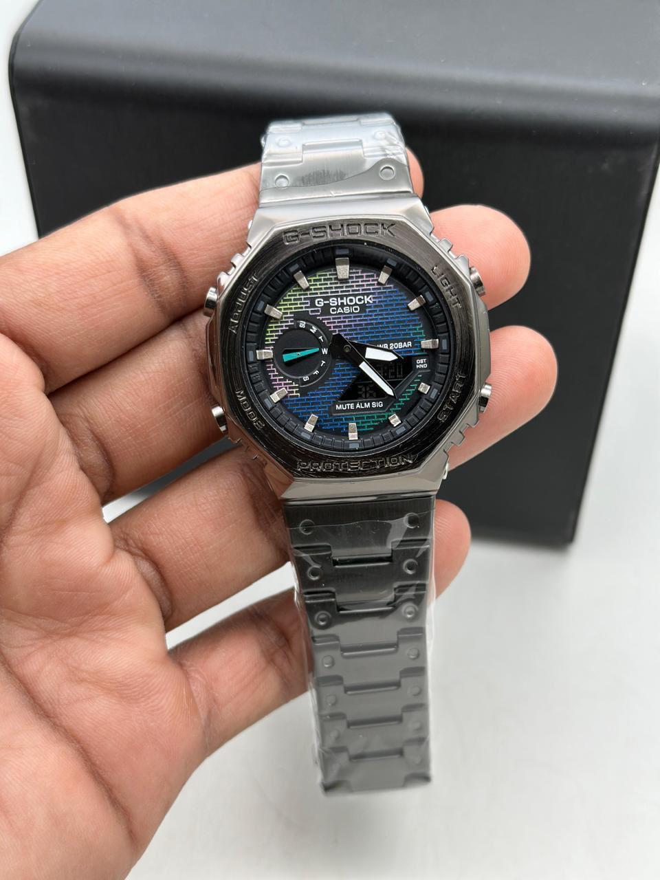 Silver Multicolor Dial Digital Analog Watch