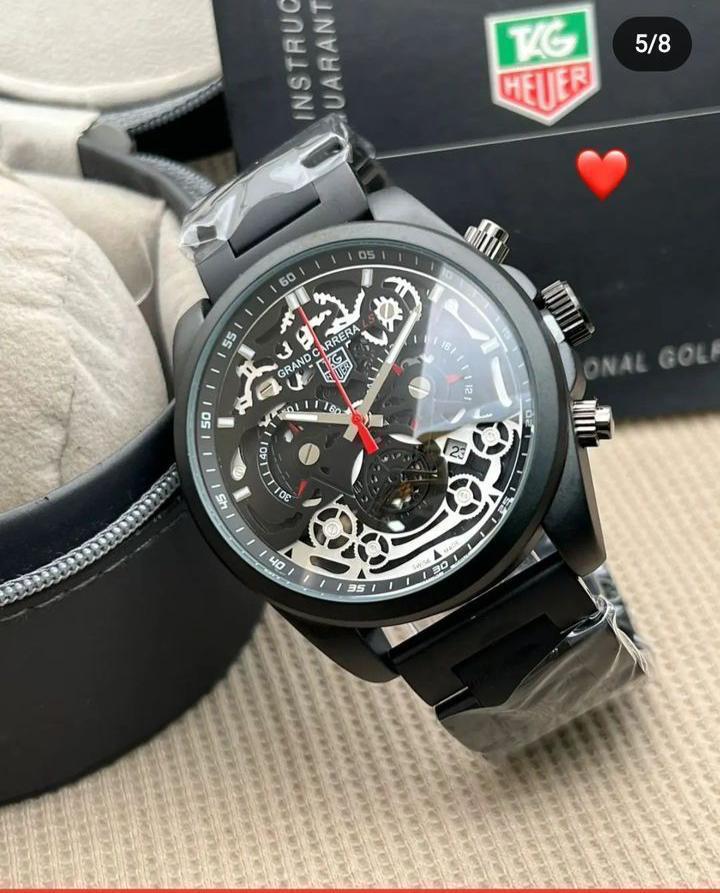 Black Skeleton Dial Luxury Chronograph Watch