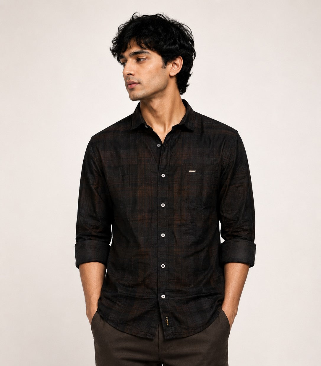 dark brown & black shirt for men
