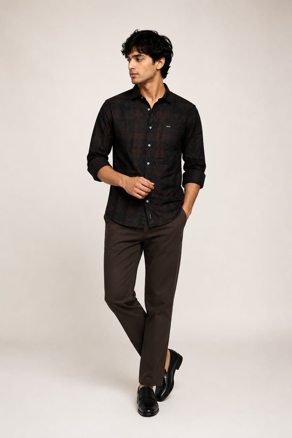 dark brown & black shirt for men