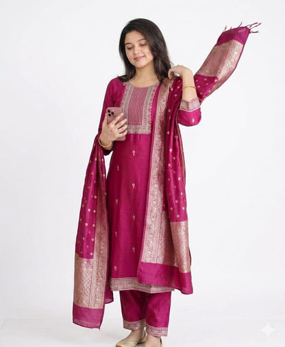 pink embroidery design kurti
