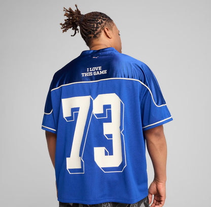 Blue Athletic Number Print Mesh Sports Jersey