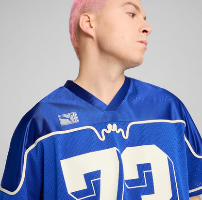 Blue Athletic Number Print Mesh Sports Jersey