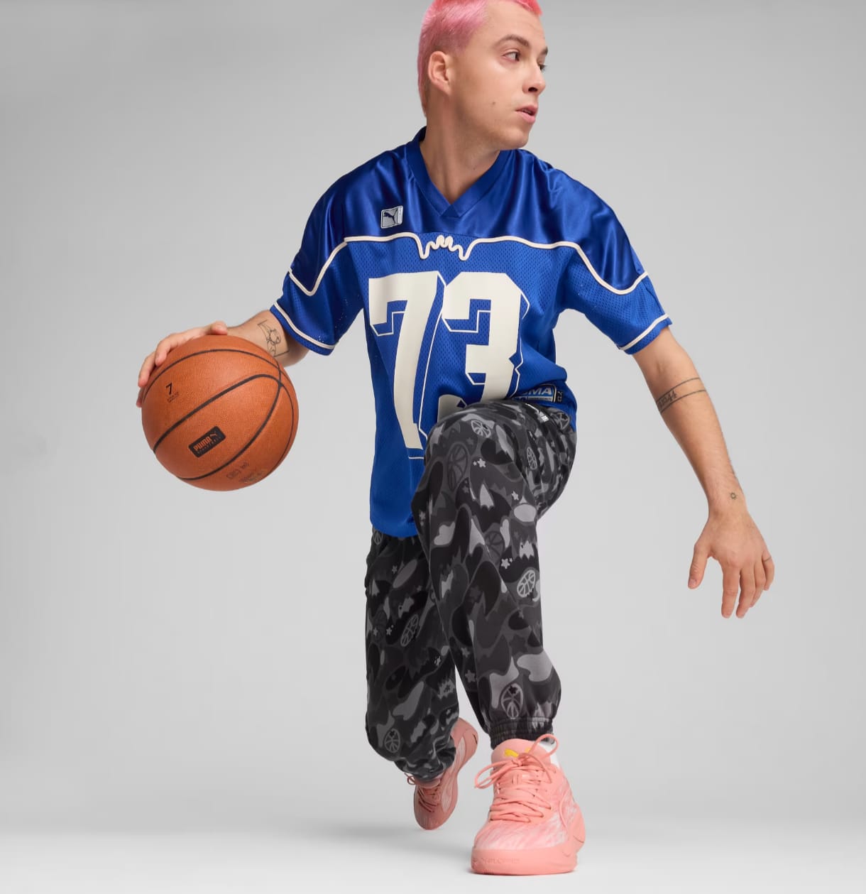 Blue Athletic Number Print Mesh Sports Jersey