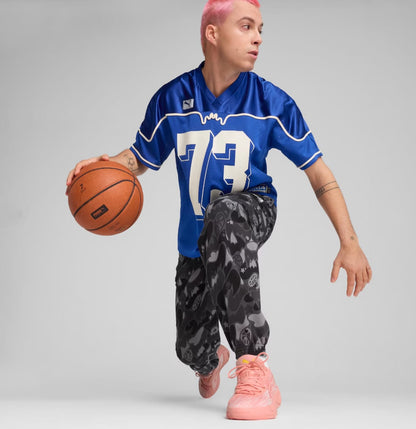 Blue Athletic Number Print Mesh Sports Jersey