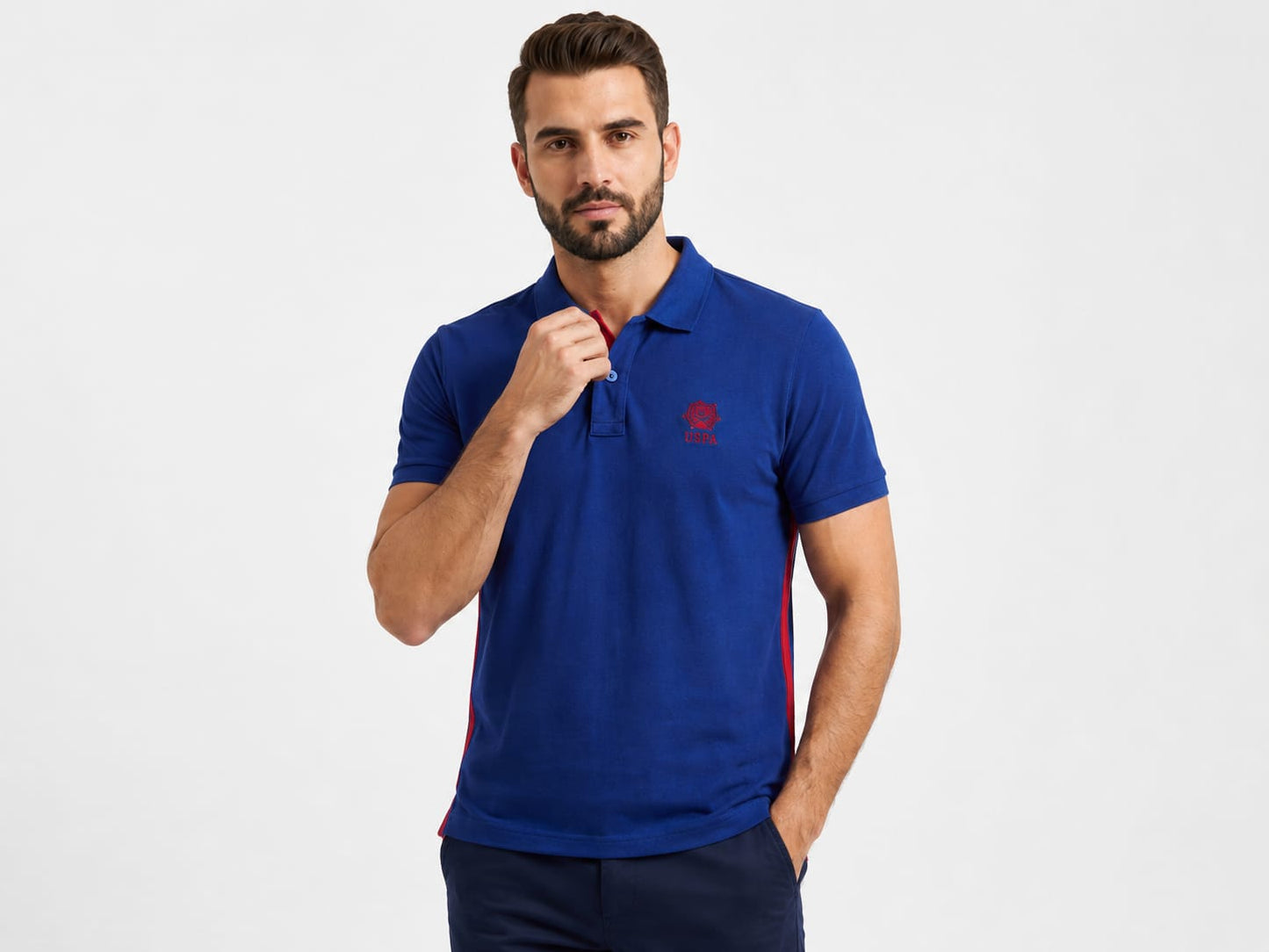 Royal Blue Cotton Slim Fit Polo T-Shirt