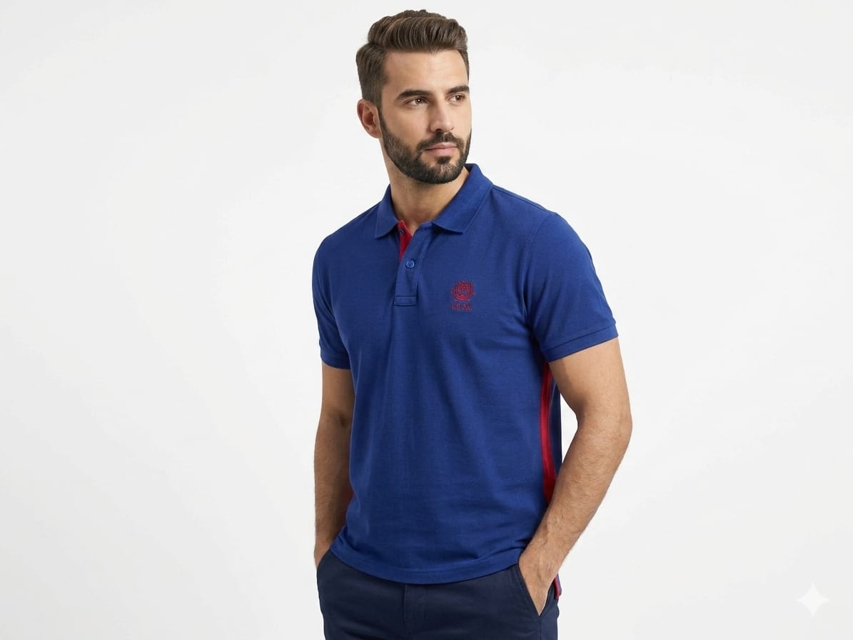 Royal Blue Cotton Slim Fit Polo T-Shirt
