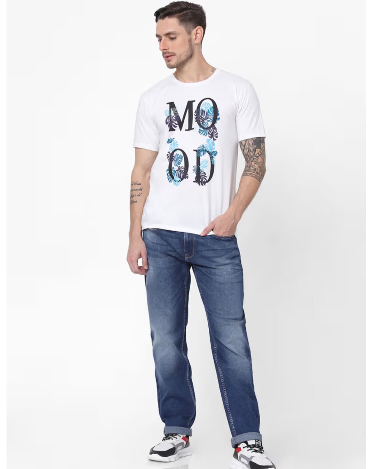 White Tropical Print Casual Graphic T-Shirt