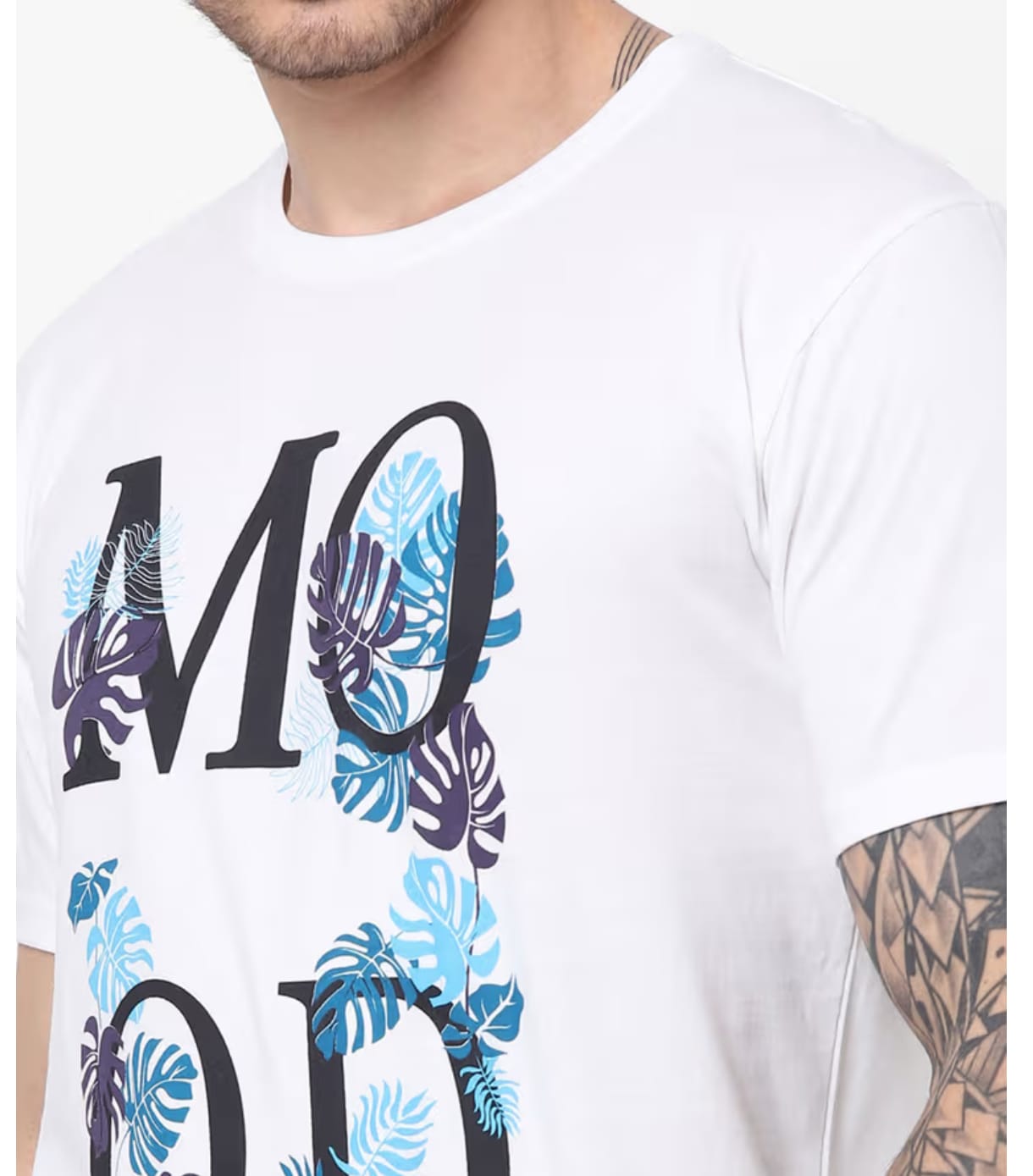 White Tropical Print Casual Graphic T-Shirt