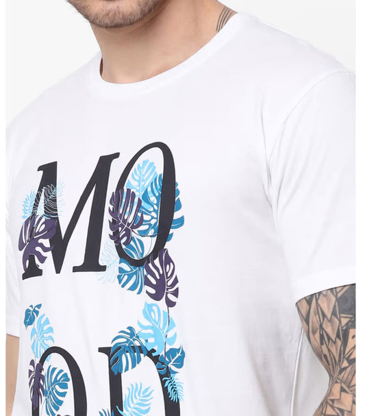 White Tropical Print Casual Graphic T-Shirt