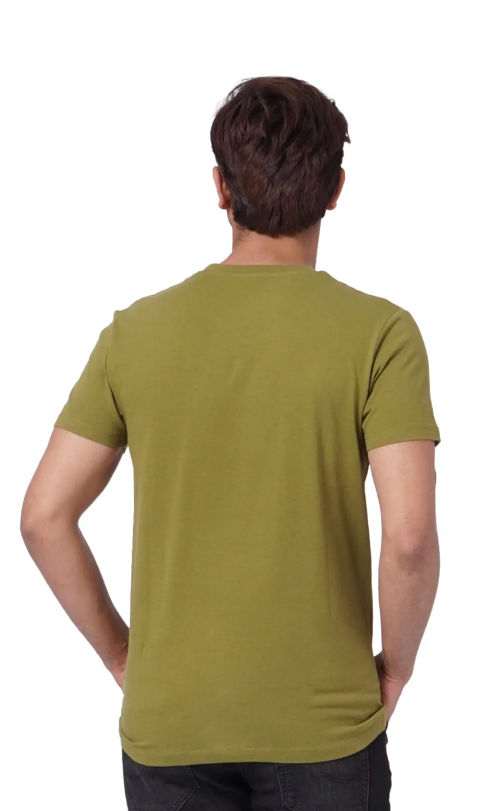Olive Green Graphic Cotton Casual T-Shirt