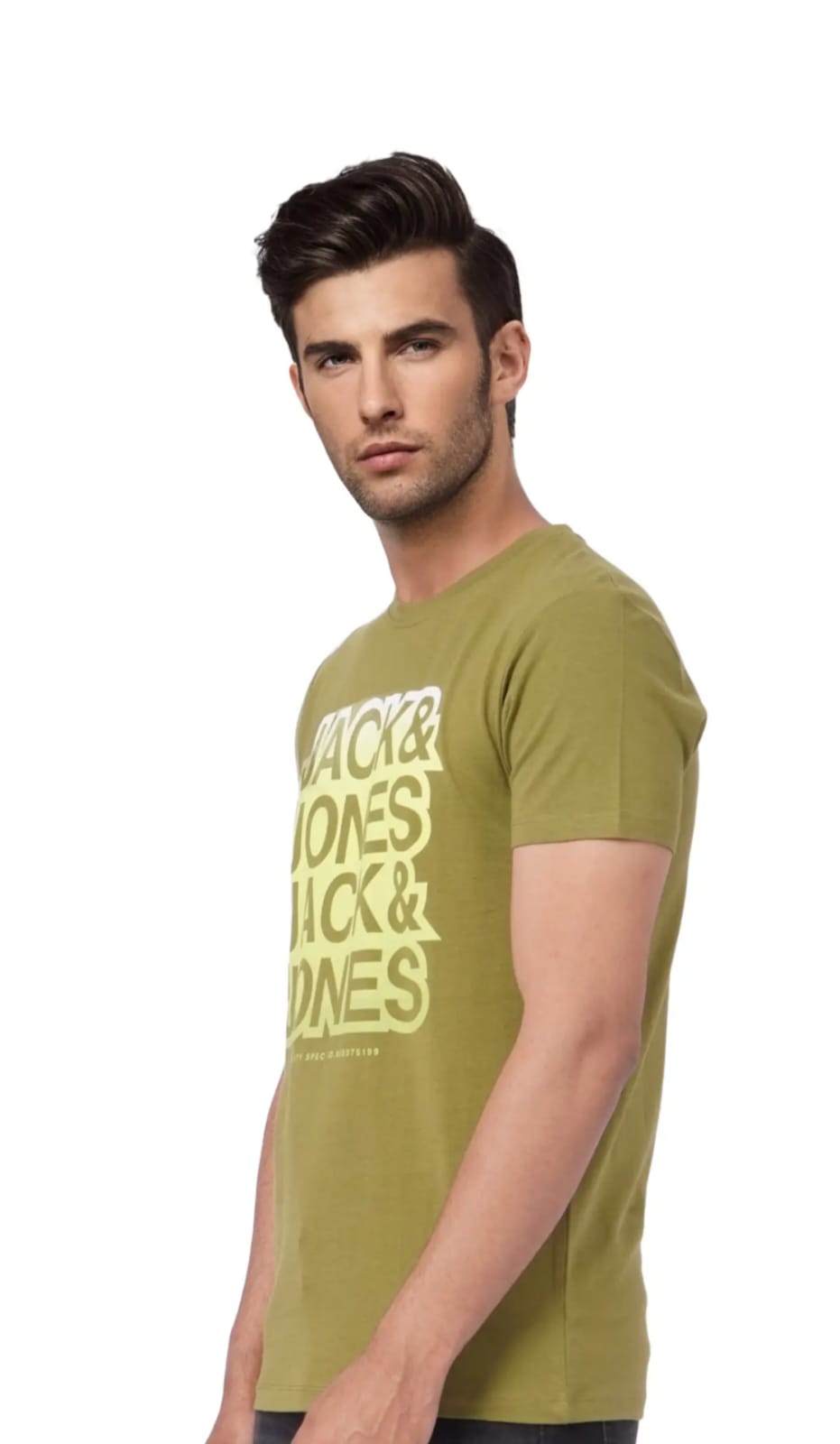 Olive Green Graphic Cotton Casual T-Shirt