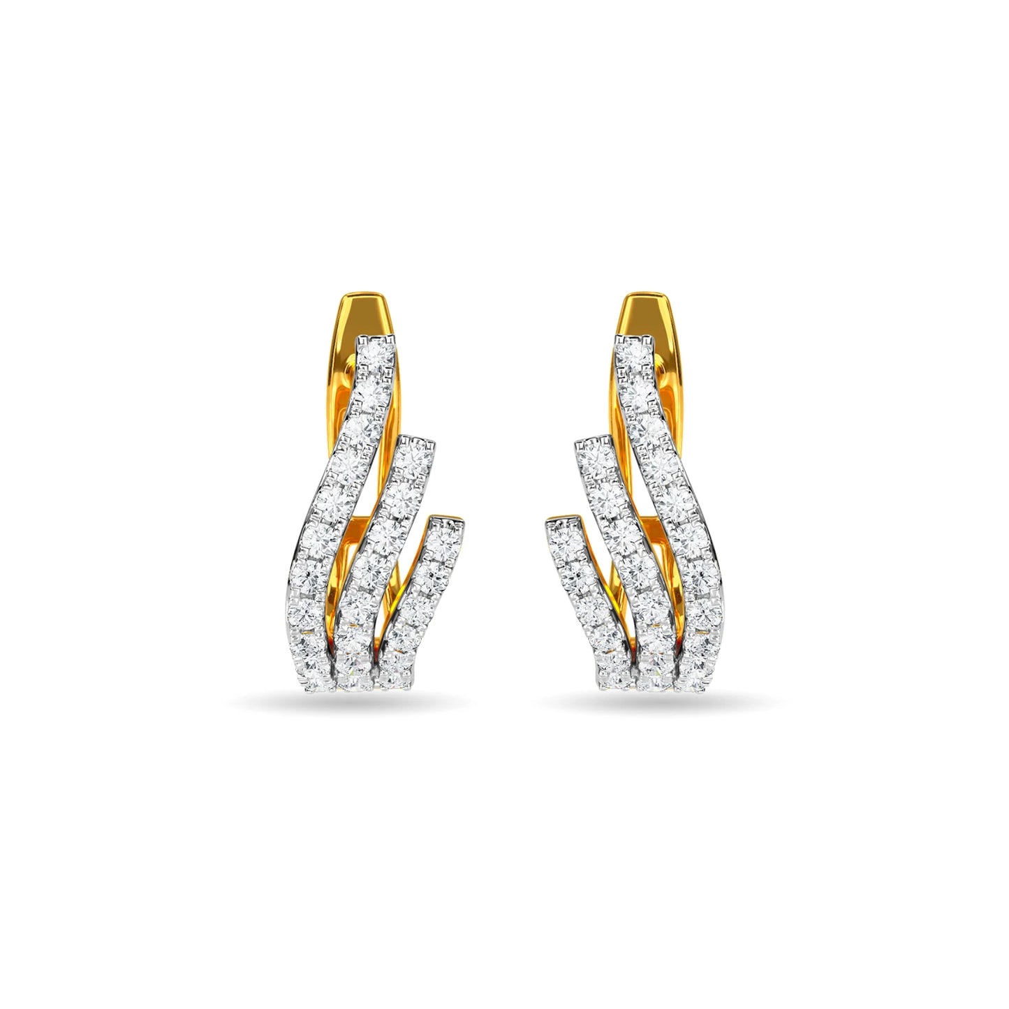 Gold Plated Diamond Curved Designer Earrings