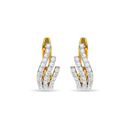 Gold Plated Diamond Curved Designer Earrings
