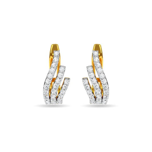 Gold Plated Diamond Curved Designer Earrings