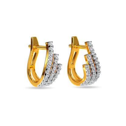Gold Plated Diamond Curved Designer Earrings