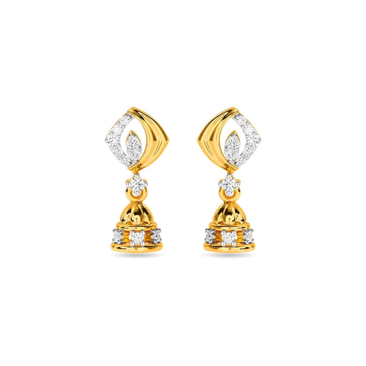 Gold Plated Diamond Jhumka Drop Earrings