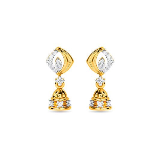 Gold Plated Diamond Jhumka Drop Earrings