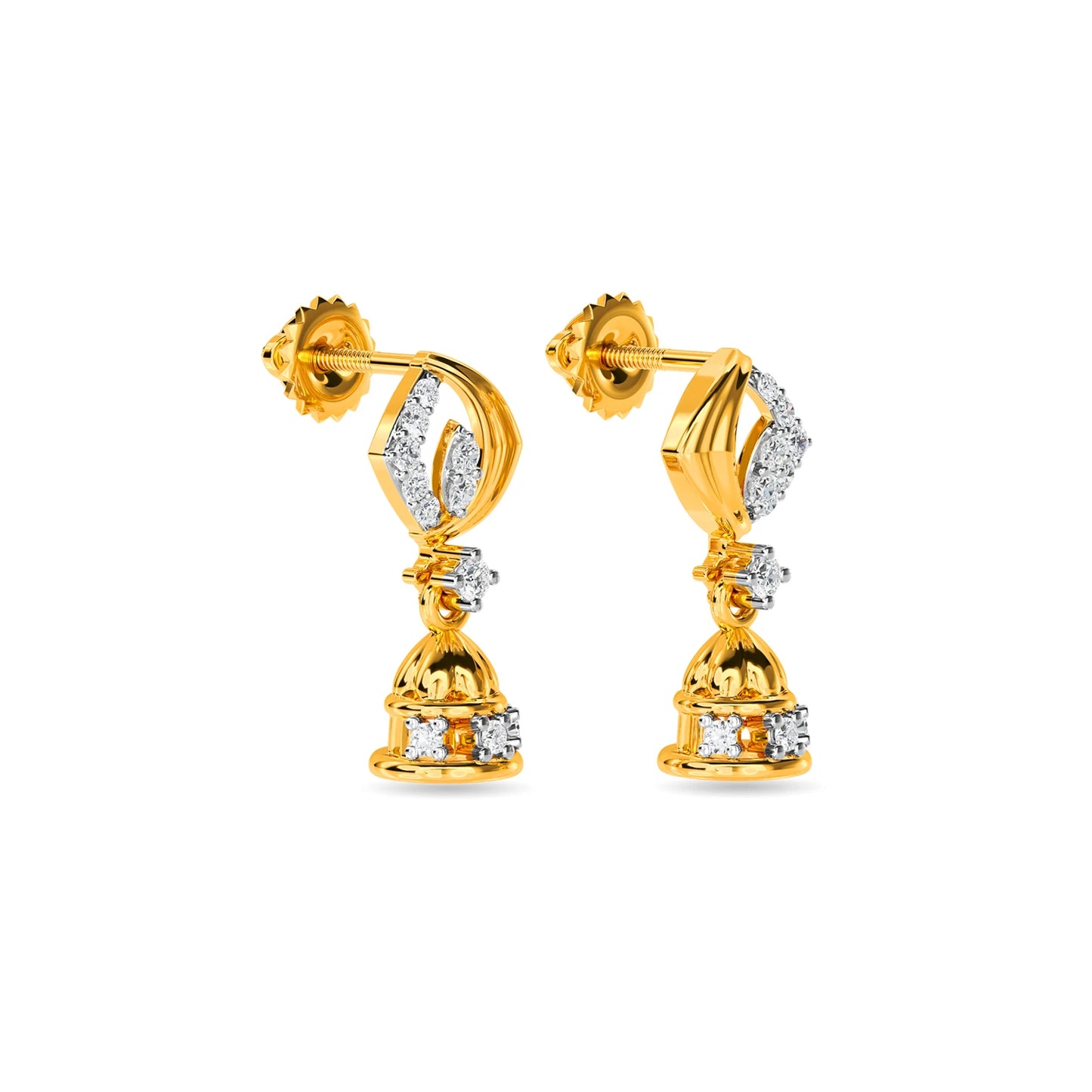 Gold Plated Diamond Jhumka Drop Earrings
